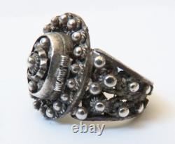 Bague à poison ou secret argent massif ancienne vers 1930 silver ring
