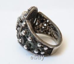 Bague à poison ou secret argent massif ancienne vers 1930 silver ring