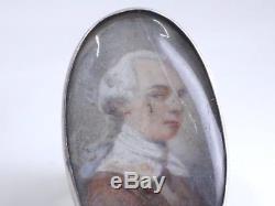 Bague ancienne XVIIIeme en argent massif peinture miniature portrait Noblesse