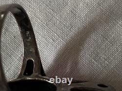 Bague ancienne argent Massif 925 Onyx Marcassites