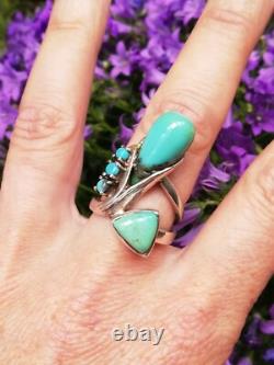 Bague ancienne argent Massif Silver Ring925 Anneaux Créateur turquoise Navajo