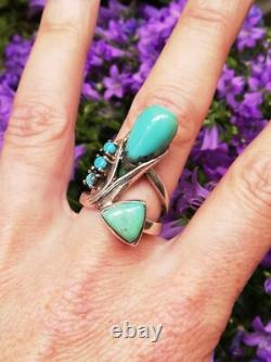 Bague ancienne argent Massif Silver Ring925 Anneaux Créateur turquoise Navajo