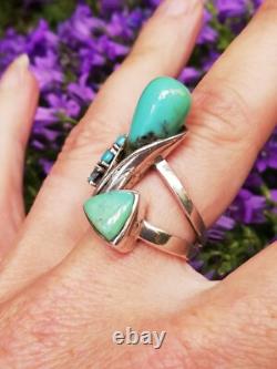 Bague ancienne argent Massif Silver Ring925 Anneaux Créateur turquoise Navajo