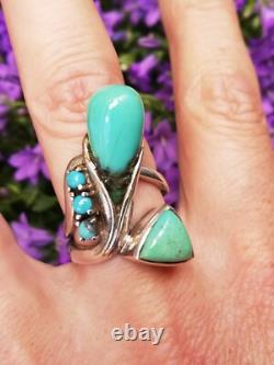 Bague ancienne argent Massif Silver Ring925 Anneaux Créateur turquoise Navajo