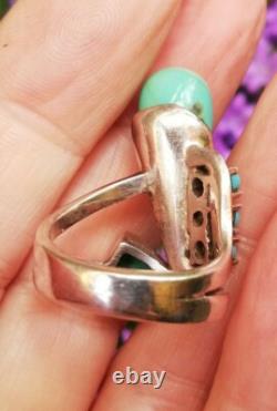 Bague ancienne argent Massif Silver Ring925 Anneaux Créateur turquoise Navajo