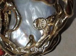 Bague ancienne argent Massif corail Silver Ring Créateur Italien