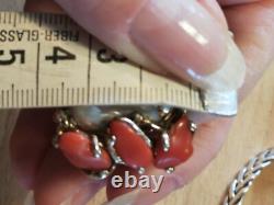 Bague ancienne argent Massif corail Silver Ring Créateur Italien