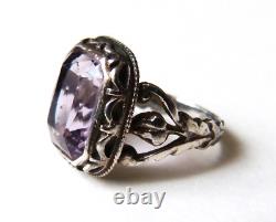 Bague ancienne argent massif et améthyste silver ring bijou