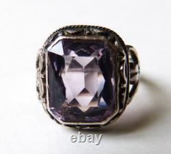 Bague ancienne argent massif et améthyste silver ring bijou