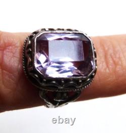 Bague ancienne argent massif et améthyste silver ring bijou