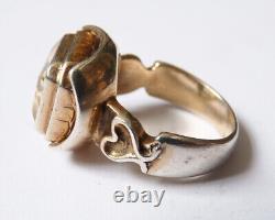 Bague ancienne en argent massif et citrine silver ring bijou ancien