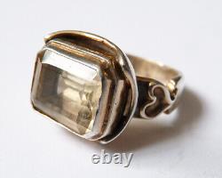 Bague ancienne en argent massif et citrine silver ring bijou ancien