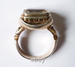 Bague ancienne en argent massif et citrine silver ring bijou ancien