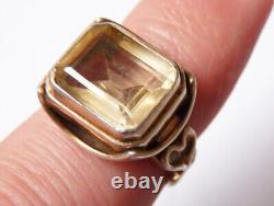 Bague ancienne en argent massif et citrine silver ring bijou ancien