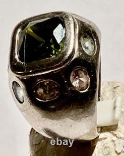 Bague ancienne en argent massif et pierres semi précieuses -N°2AR