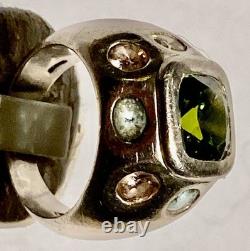 Bague ancienne en argent massif et pierres semi précieuses -N°2AR