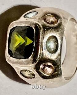 Bague ancienne en argent massif et pierres semi précieuses -N°2AR