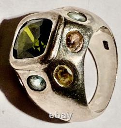 Bague ancienne en argent massif et pierres semi précieuses -N°2AR