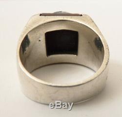 Bague chevalière en ARGENT et camée agate 3 couches Bijou ancien silver ring