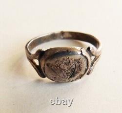 Bague d'Amour argent massif Bijou ancien coeur silver ring Heart datée 1837