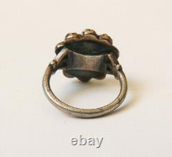 Bague en ARGENT et pierre rouge grenat Bijou ancien 19e siècle silver ring