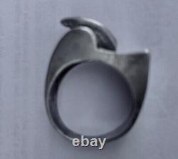 Bague tank ancienne art déco argent massif/vermeil & pierres à identifier T59/60