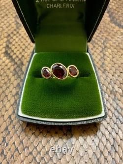 Beau Grenat, Vermeil, Argent, Ancienne Bague Trilogie Argent Massif Art Deco