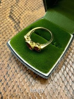 Beau Grenat, Vermeil, Argent, Ancienne Bague Trilogie Argent Massif Art Deco