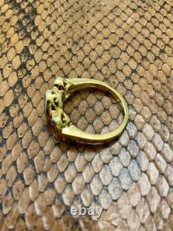 Beau Grenat, Vermeil, Argent, Ancienne Bague Trilogie Argent Massif Art Deco