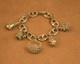 Beau Bracelet A Breloques Ancien En Argent Massif, Maille Grain De Caf&eacute;