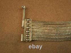 Bel Important Bracelet Ancien En Argent Massif Et Pierre Dure