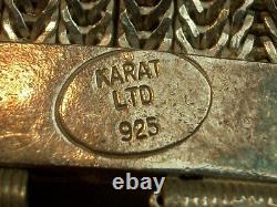 Bel Important Bracelet Ancien En Argent Massif Et Pierre Dure