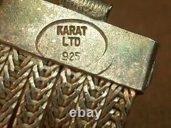 Bel Important Bracelet Ancien En Argent Massif Et Pierre Dure