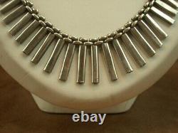 Bel Important Collier Draperie Ancien En Argent Massif Art Deco Moderniste