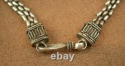 Bel Important Collier Draperie Ancien En Argent Massif Art Deco Moderniste