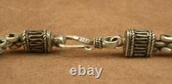 Bel Important Collier Draperie Ancien En Argent Massif Art Deco Moderniste