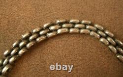 Bel Important Collier Draperie Ancien En Argent Massif Art Deco Moderniste