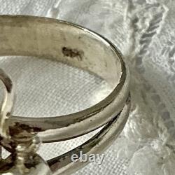 Belle Améthyste, Perle, Argent Massif, Sublime Bague Ancienne
