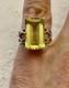 Belle Citrine Argent Massif, Originale Ancienne Bague, Createur
