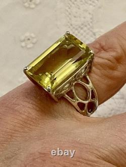 Belle CITRINE ARGENT MASSIF, Originale ANCIENNE BAGUE, CREATEUR