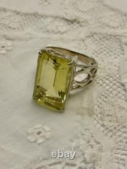 Belle CITRINE ARGENT MASSIF, Originale ANCIENNE BAGUE, CREATEUR