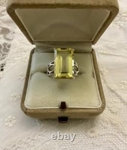 Belle CITRINE ARGENT MASSIF, Originale ANCIENNE BAGUE, CREATEUR