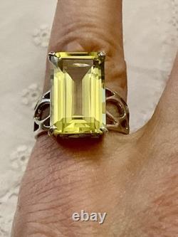 Belle CITRINE ARGENT MASSIF, Originale ANCIENNE BAGUE, CREATEUR
