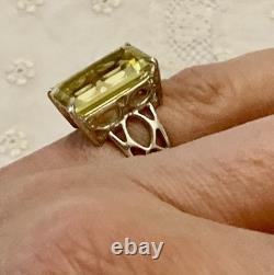Belle CITRINE ARGENT MASSIF, Originale ANCIENNE BAGUE, CREATEUR