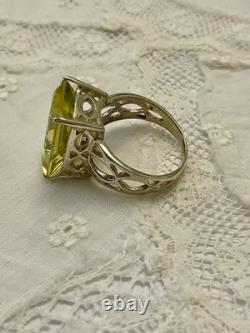 Belle CITRINE ARGENT MASSIF, Originale ANCIENNE BAGUE, CREATEUR