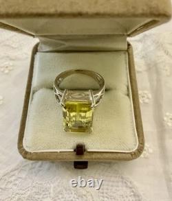 Belle CITRINE ARGENT MASSIF, Originale ANCIENNE BAGUE, CREATEUR