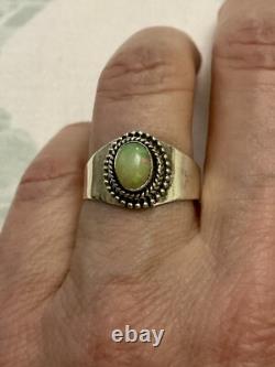 Belle Opale Naturelle Argent Massif, Ancienne Bague Art Deco