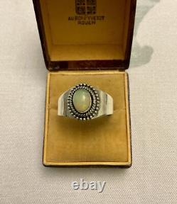 Belle Opale Naturelle Argent Massif, Ancienne Bague Art Deco