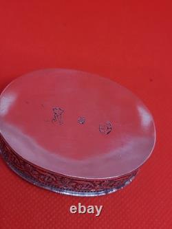 Belle ancienne boîte en argent massif scène de fête Poinçon Austro hongrois