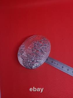 Belle ancienne boîte en argent massif scène de fête Poinçon Austro hongrois